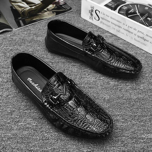 Herren Mokassins im eleganten Krokodilleder-Look EB