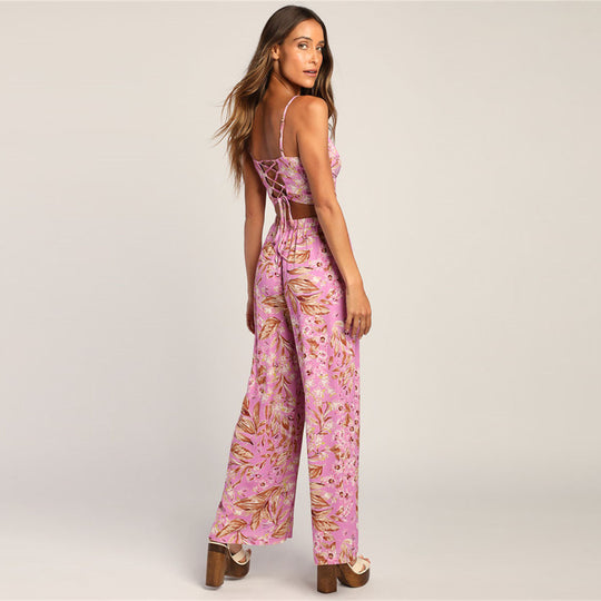 Damen luftiges Sommeroutfit mit floralem Print EB