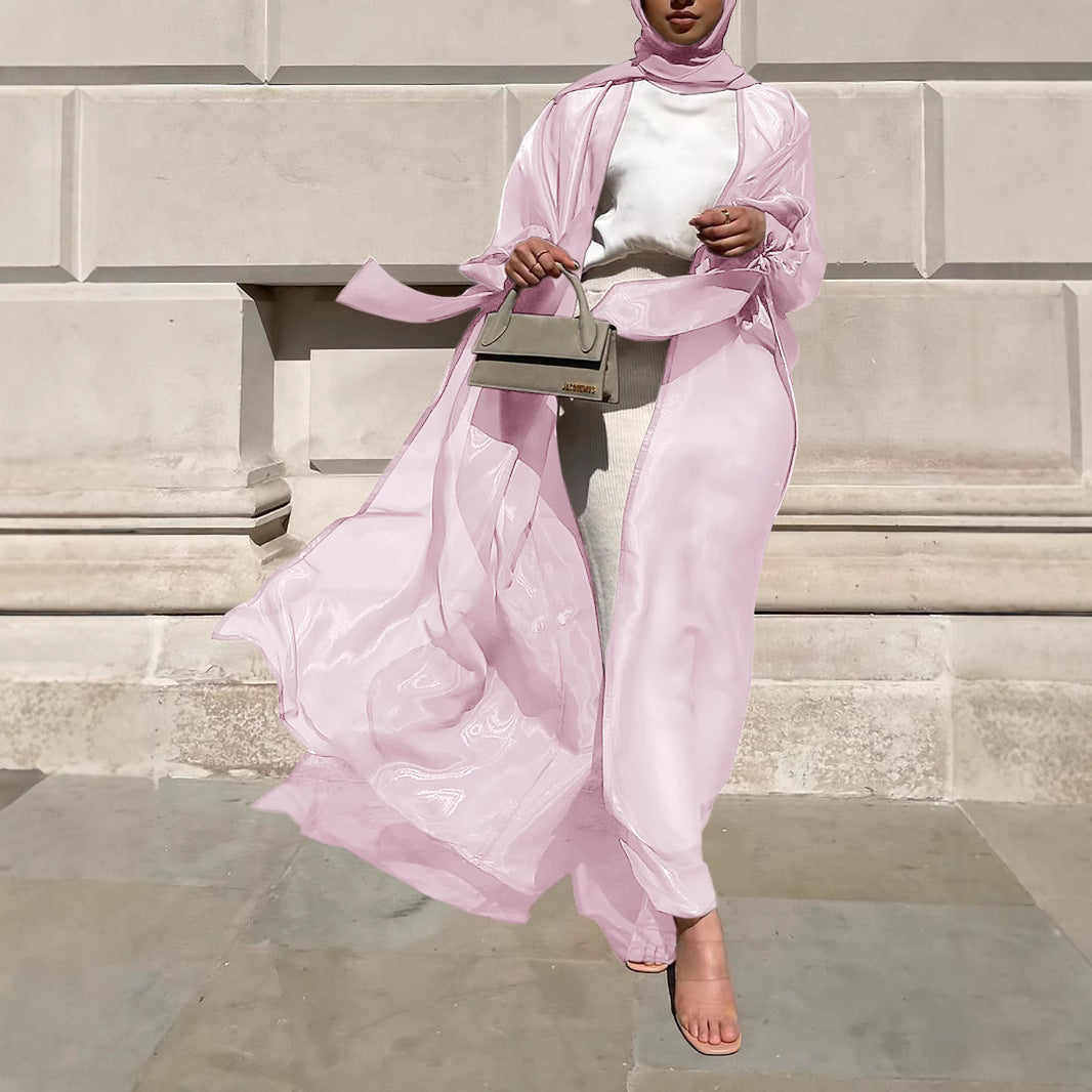 Damen Luftige Kimono-Jacke mit filigranem Design und weiten Ärmeln EB