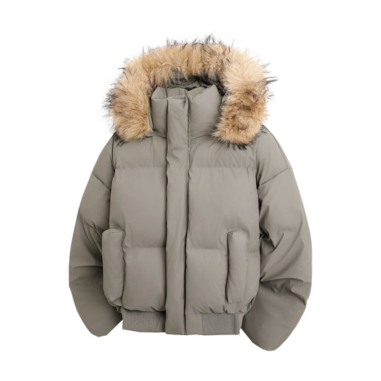 Damen modische Steppjacke mit kuscheligem Kunstfellbesatz und praktischen Taschen EB