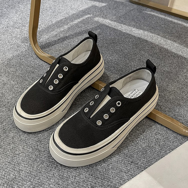 Damen modische Slip-On Sneakers mit verstärkter Sohle und atmungsaktivem Obermaterial EB