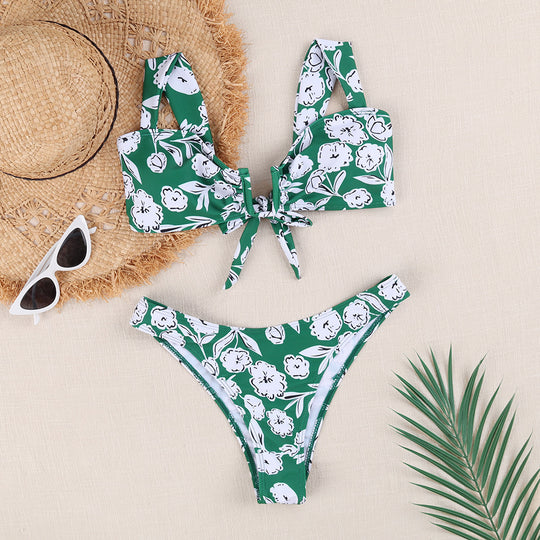 Damen Bikini-Set mit verspieltem Knotendesign und floralem Print EB