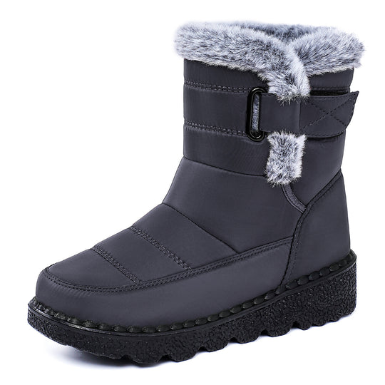 Damen Warmgefütterte Winterstiefel mit rutschfester Sohle und verstellbarem Riemen EB