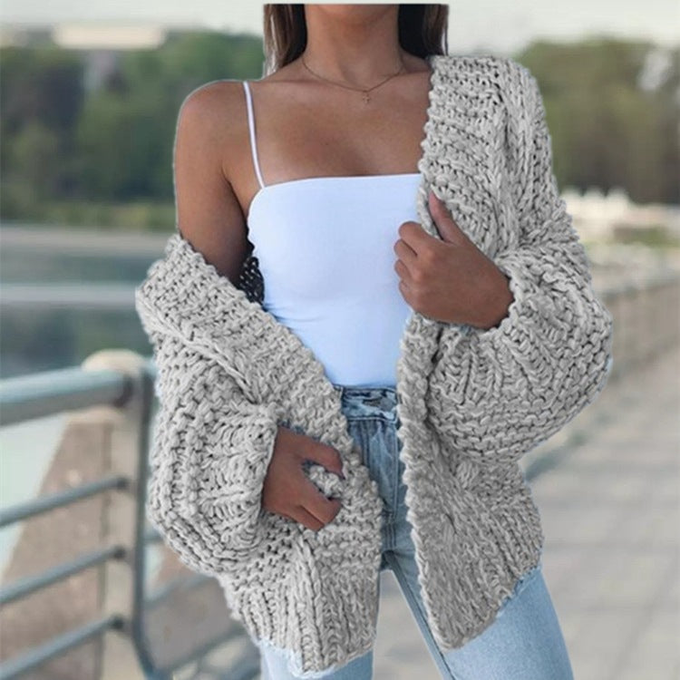 Damen Grobstrickjacke mit lässigem Schnitt und tiefen Taschen EB