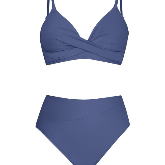 Damen Hochtailliertes Wickel-Bikini-Set EB