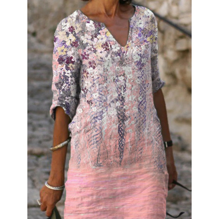 Damen Freizeitkleid mit elegantem Stickdesign und lockerem Schnitt Heidi-Mode