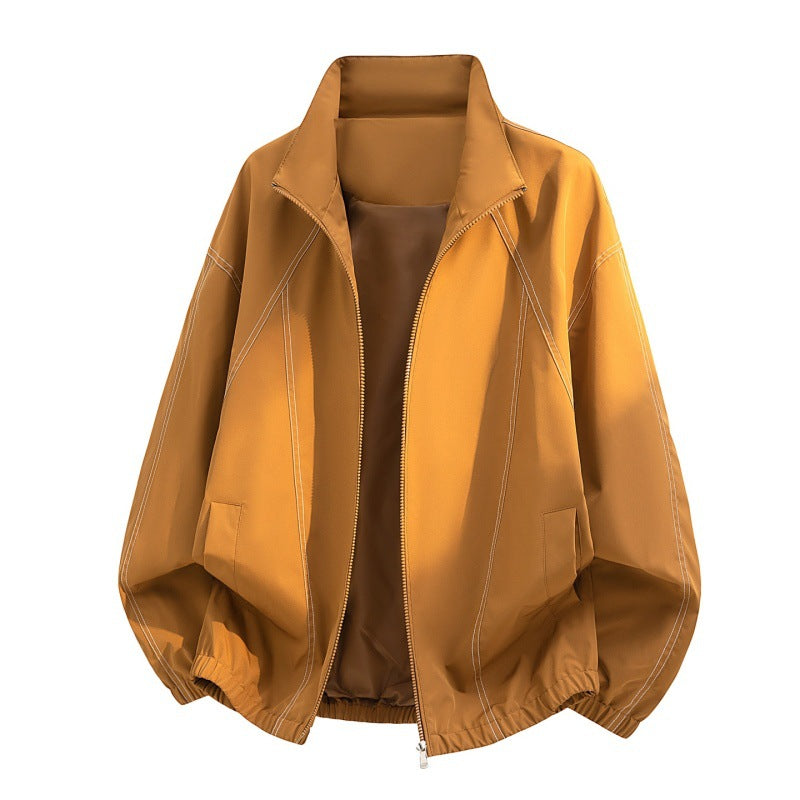 Herren oversized Leichtblouson mit Stehkragen, elastischem Saum und dekorativen Kontrastnähten EB
