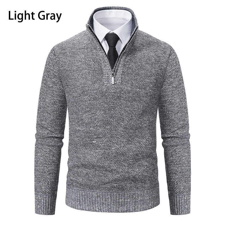 Herren Pullover mit Stehkragen und attraktivem Zipper EB