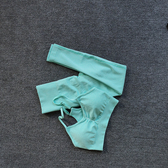 Damen Sportliches Crop Top- und Leggings-Set mit atmungsaktivem Material EB