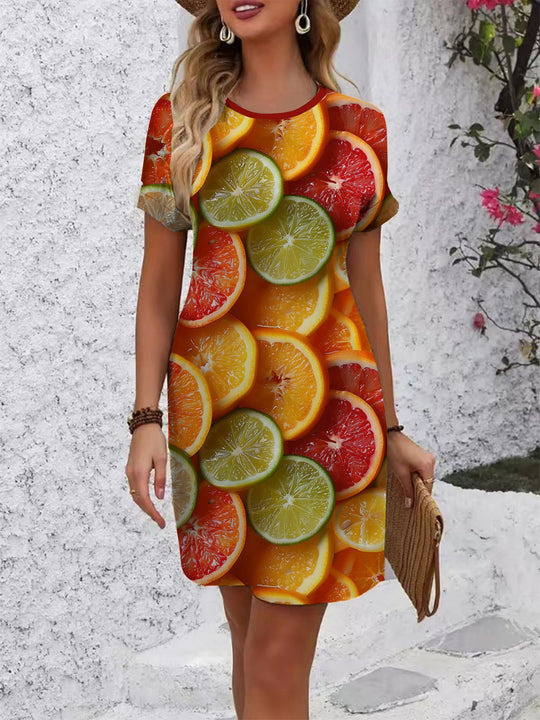 Damen T-Shirt Kleid mit floralem Design und bequemem Schnitt EB