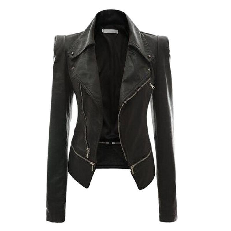 Damen jacke mit asymmetrischem Reißverschluss und stilvollen Zipper-Details EB