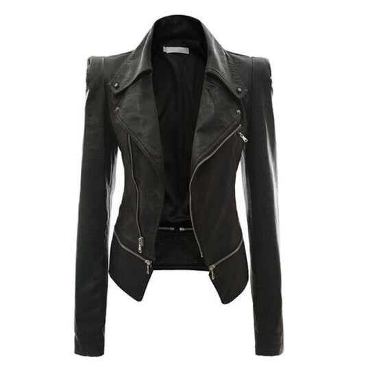Damen jacke mit asymmetrischem Reißverschluss und stilvollen Zipper-Details EB