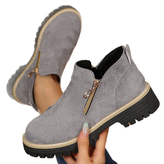 Damen Modische und bequeme Stiefeletten mit Reißverschluss EB
