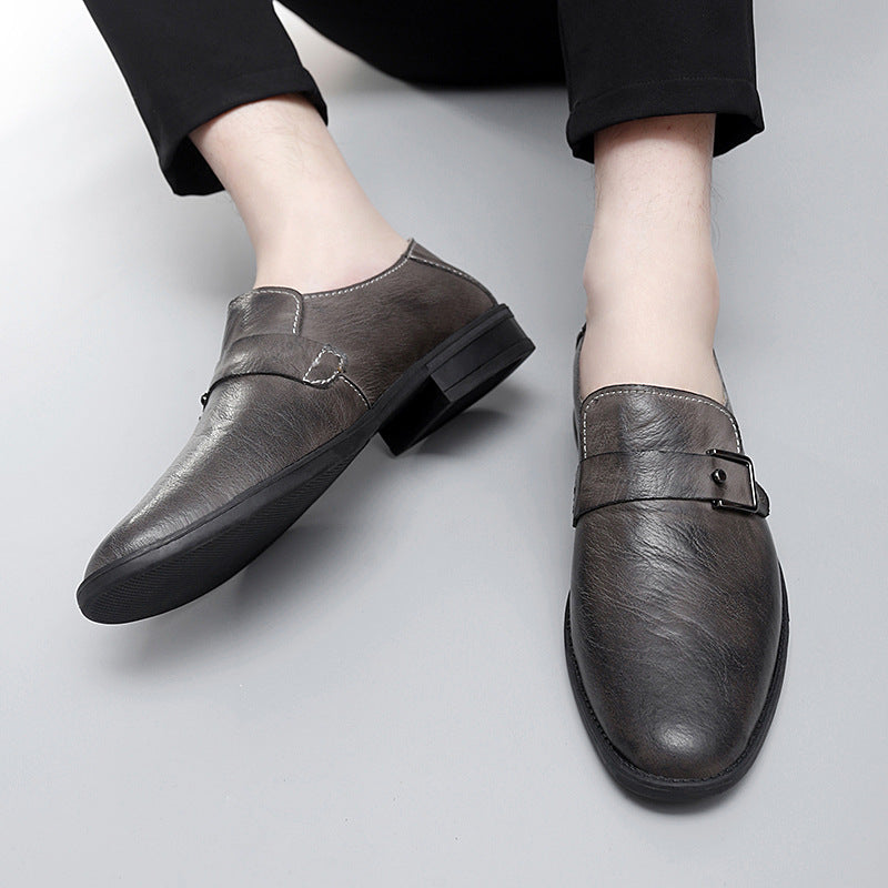 Herren Elegante Leder Slipper mit Schnalle EB