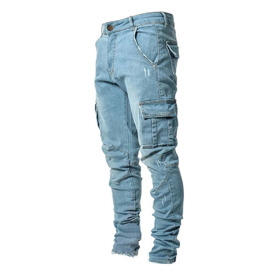 Herren Cargo-Denim-Hose im modernen Slim Fit mit praktischen Seitentaschen EB