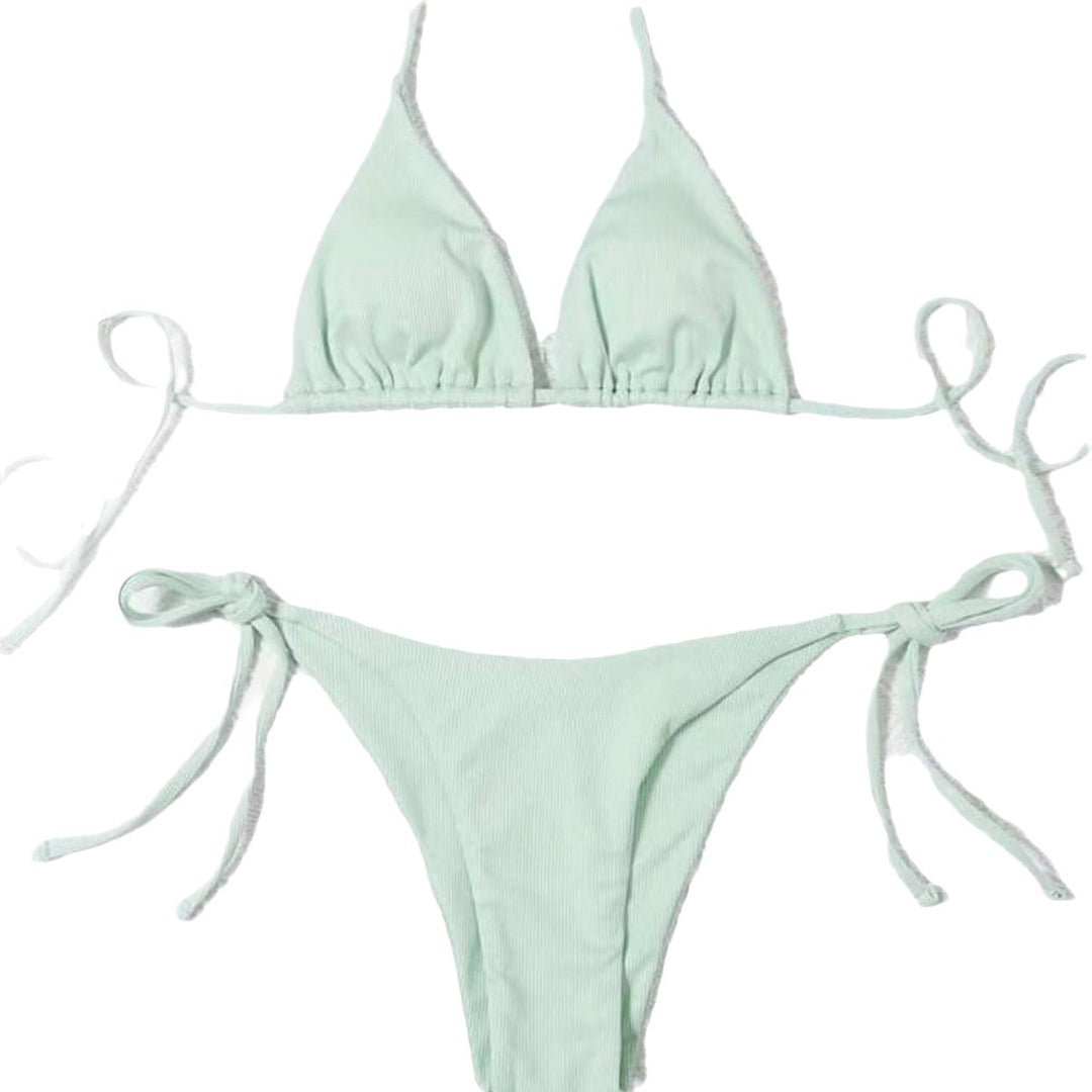 Damen Hochwertiges Ripp-Bikini-Set mit verstellbaren Trägern EB
