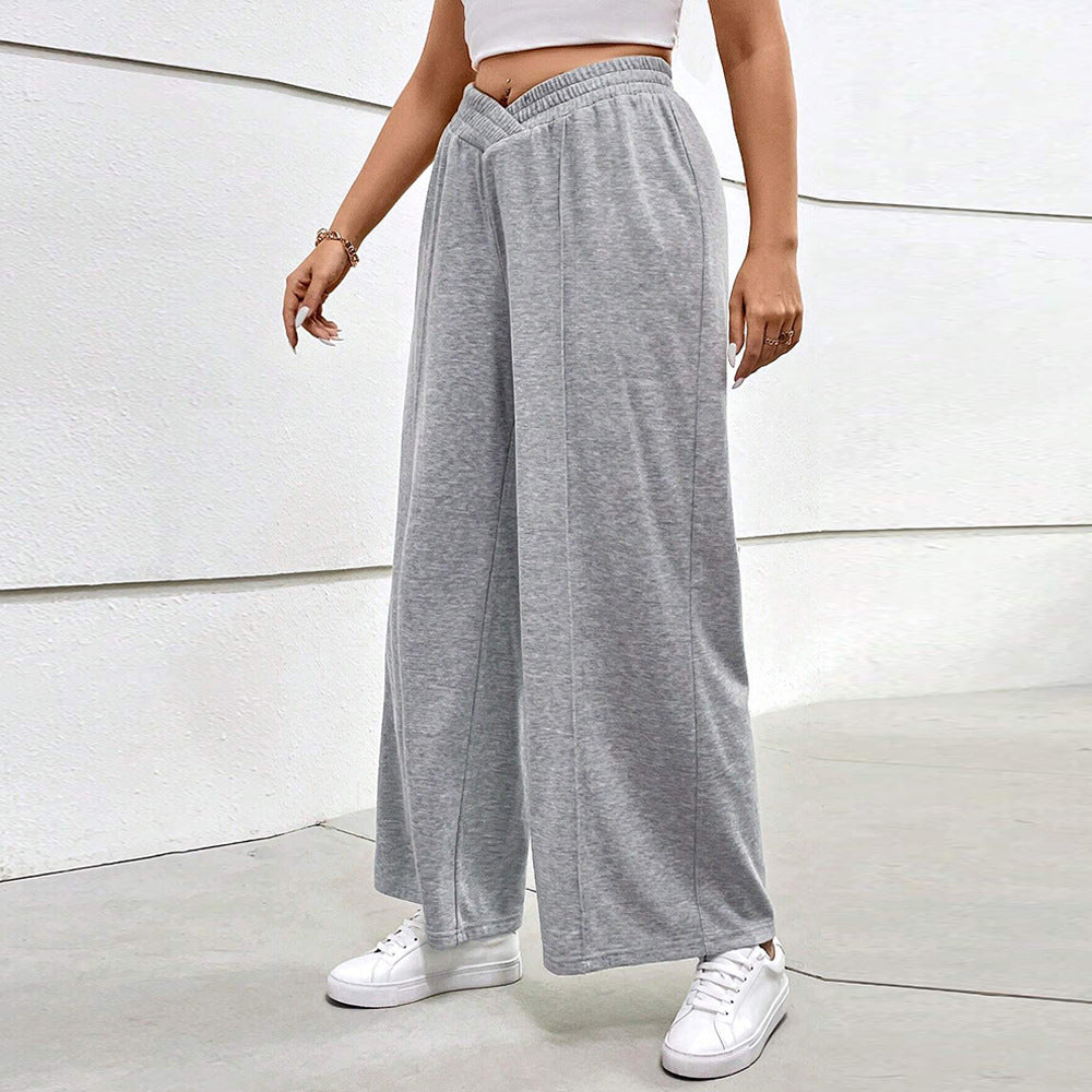 Damen weit geschnittene Freizeithose mit elastischem Bund und Cross-Over-Design EB