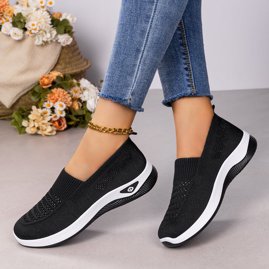 Damen Bequeme und atmungsaktive Slip-On Sneakers mit elastischem Obermaterial EB 1774525960