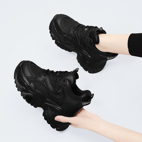 Damen sportliche Plateausneaker mit atmungsaktivem Obermaterial EB
