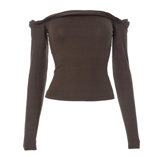 Damen Offshoulder Langarmshirt mit eleganten Drapierungen EB