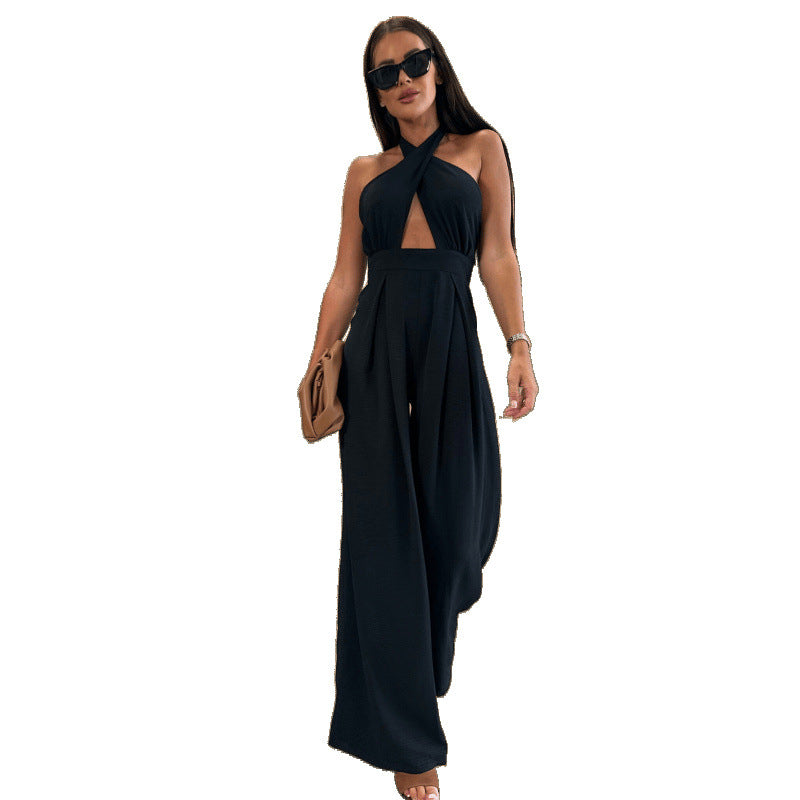 Damen Halter Neck Cutout Jumpsuit EB