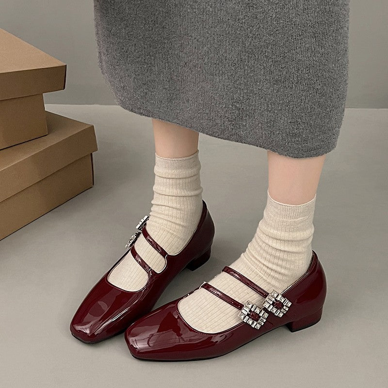 Damen Ballerinas mit dekorativen Riemchen und modischem Glanz EB