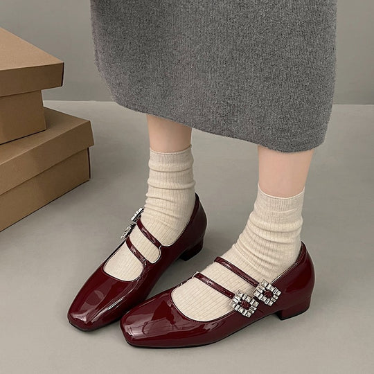 Damen Ballerinas mit dekorativen Riemchen und modischem Glanz EB