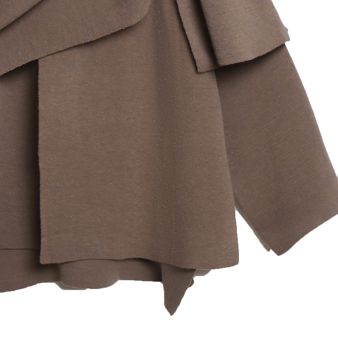 Damen gemütlicher Strickponcho mit raffinierten Drapierungen EB