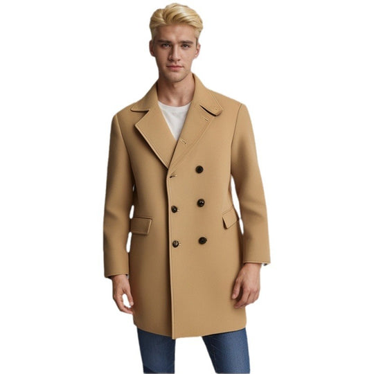 Herren eleganter Doppelreiher-Mantel aus weichem Material EB