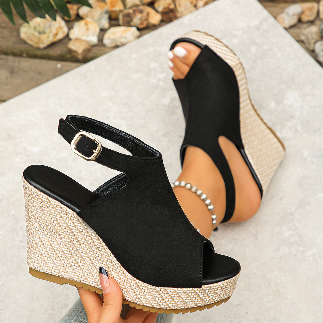 Damen Wedge-Sandalen mit modischem Camouflage-Design und komfortablem Fußbett EB