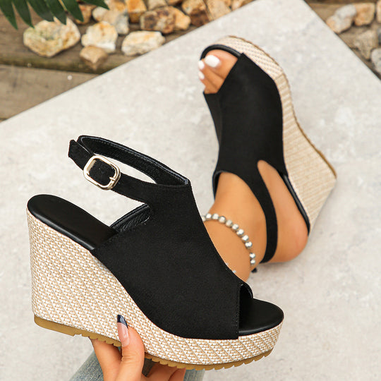 Damen Wedge-Sandalen mit modischem Camouflage-Design und komfortablem Fußbett EB