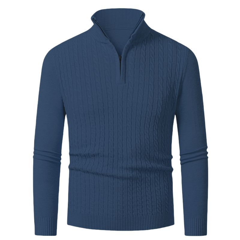 Herren Strickpullover mit modischem Zopfmuster und hochgeschlossenem Kragen EB