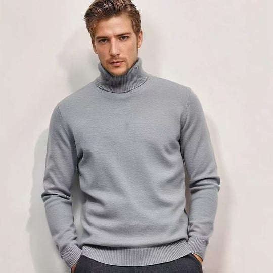 Herren nan feinstrick Rollkragenpullover mit schmaler Silhouette und gerippten Bündchen EB