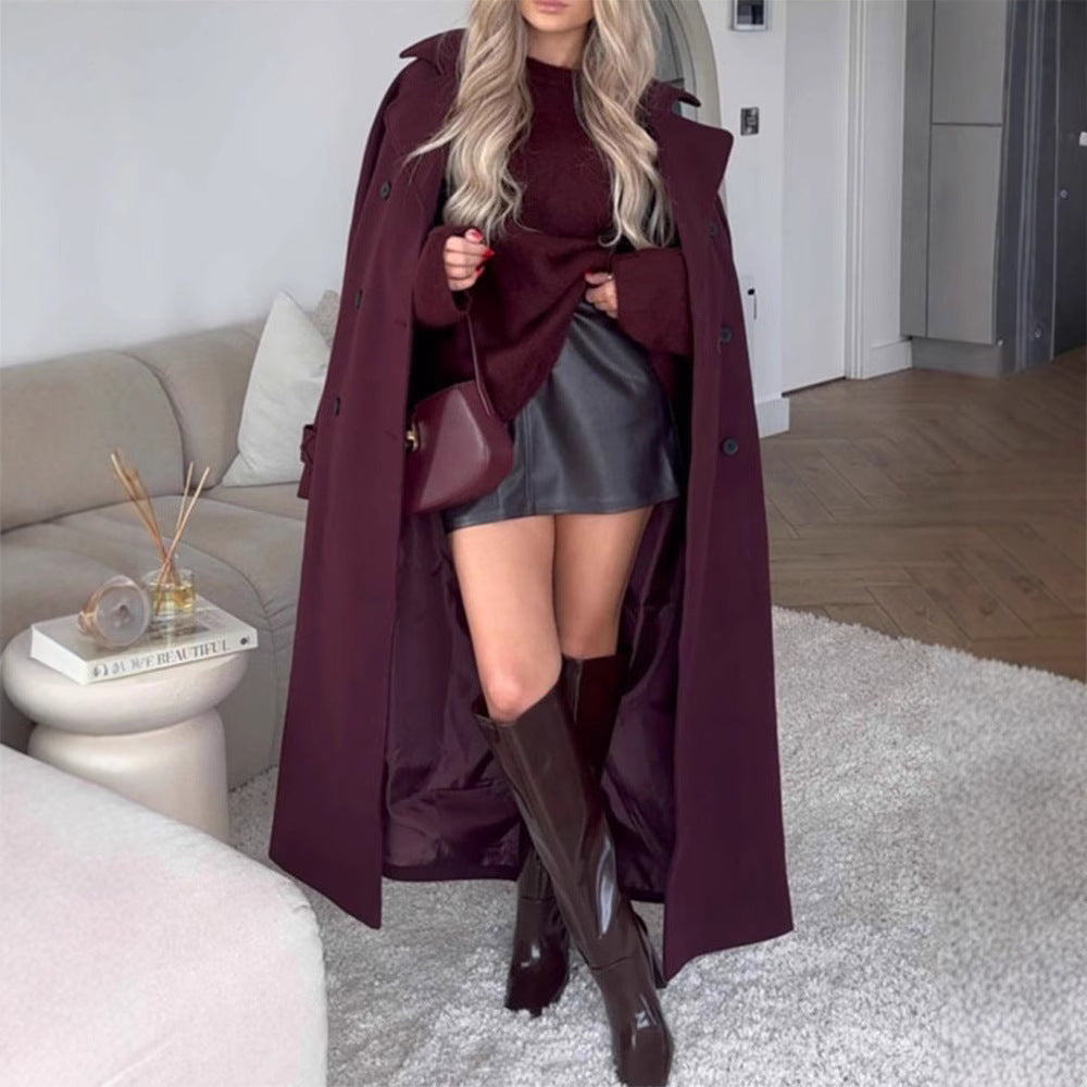 Damen Oversize-Trenchcoat mit doppelter Knopfreihe und großzügigen Taschen EB