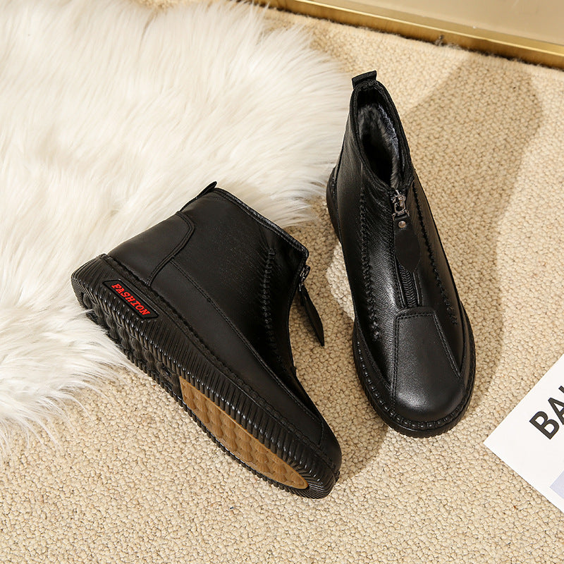 Damen modische Stiefel mit seitlichem Reißverschluss und bequemer Sohle EB