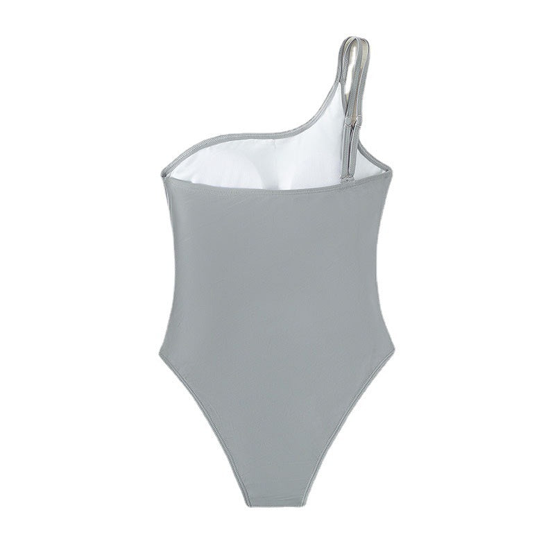 Damen asymmetrischer Cut-Out Einteiler Badeanzug EB
