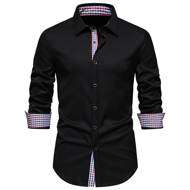 Herren elegantes Langarmhemd mit modernen Karodetails EB