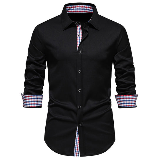Herren elegantes Langarmhemd mit modernen Karodetails EB