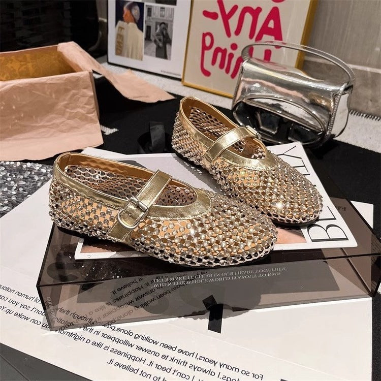 Damen Funktionsfähige Ballerinas mit glamouröser Blink-Applikation EB