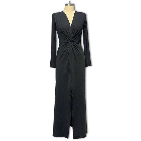 Damen Elegantes Wickelkleid mit tiefem V-Ausschnitt und schmalem Schnitt EB