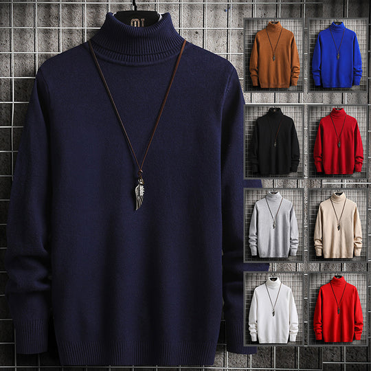 Herren lässiger Rollkragenpullover aus hochwertiger Wolle EB
