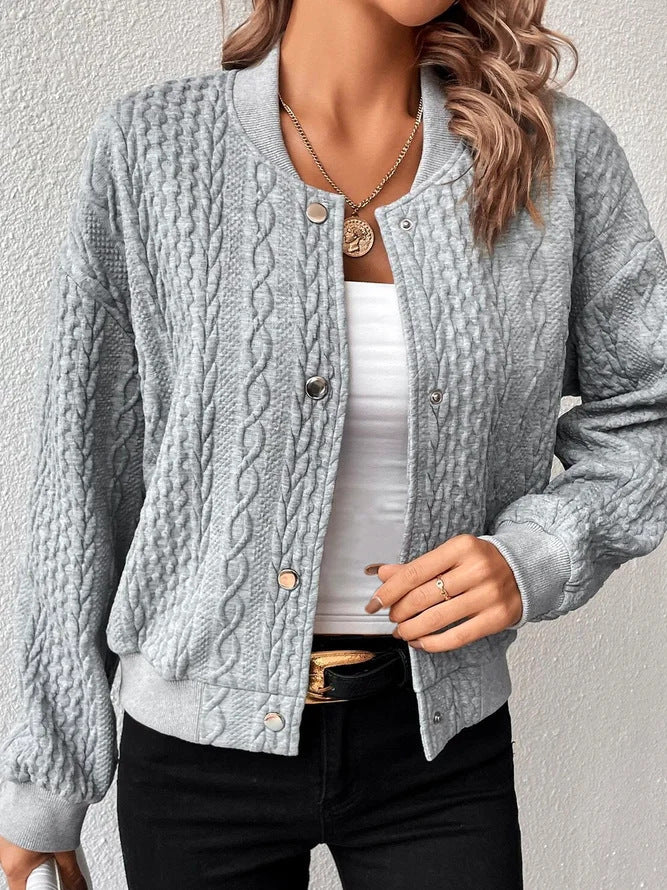 Damen Lässige Strickjacke mit strukturierter Oberfläche und Knopfleiste EB