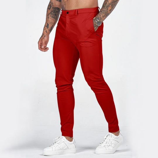 Herren elegante Slim-Fit Chinohose mit elastischem Bund und praktischen Taschen EB