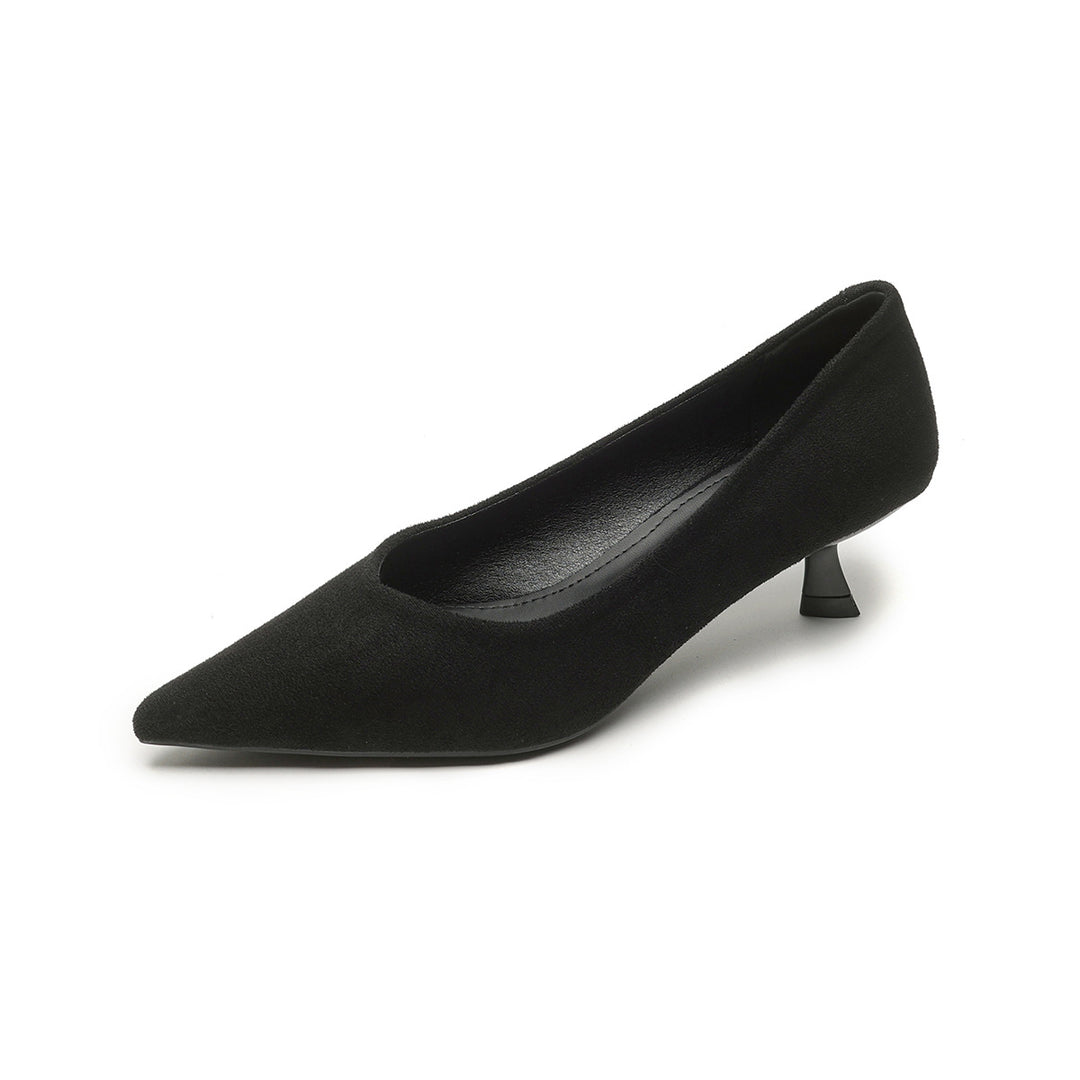 Damen elegante Pumps mit spitzem Zehenbereich und modischem Blockabsatz EB
