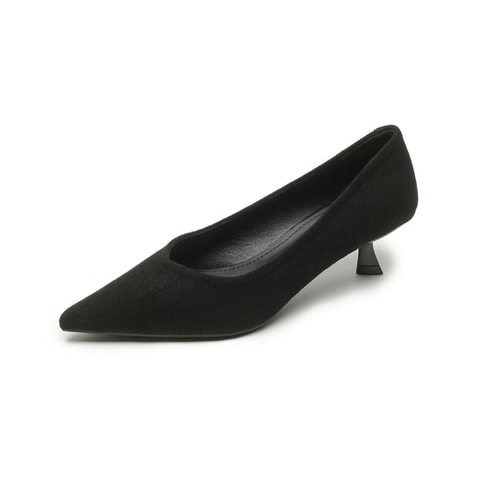 Damen elegante Pumps mit spitzem Zehenbereich und modischem Blockabsatz EB