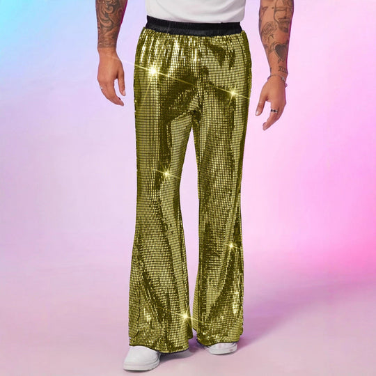 Herren Glitzernde Discohose mit weitem Bein und elastischem Bund EB