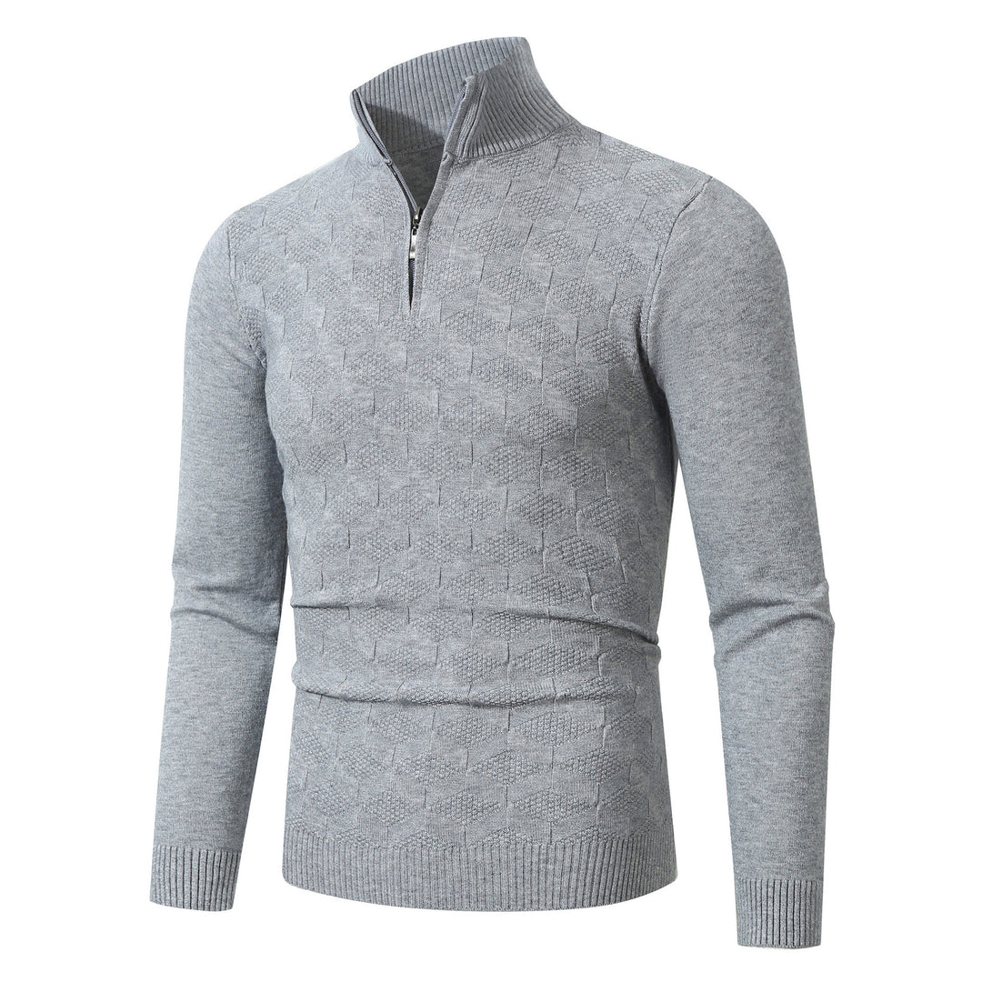 Herren modischer Strickpullover mit halbem Reißverschluss und strukturiertem Design EB