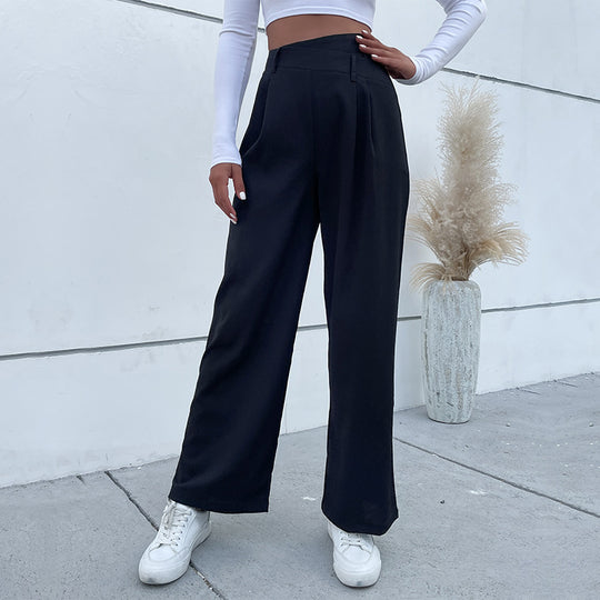 Damen Weite High-Waist-Hose mit eleganter Bügelfalte EB
