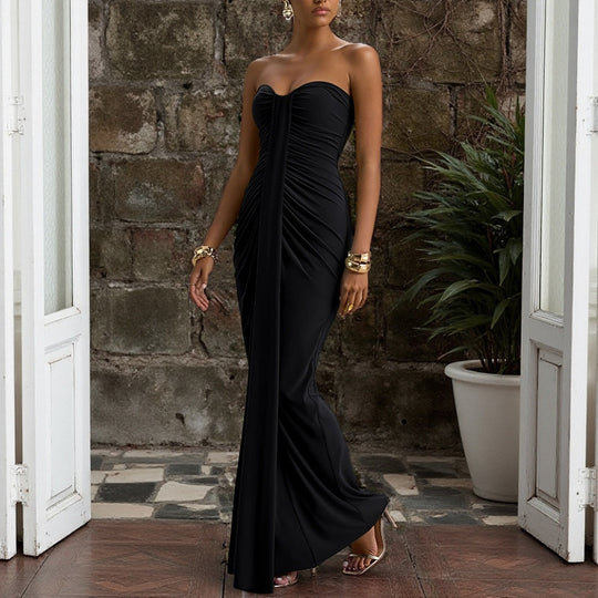 Damen figurbetontes Cocktailkleid mit Raffungen und herzförmigem Ausschnitt EB