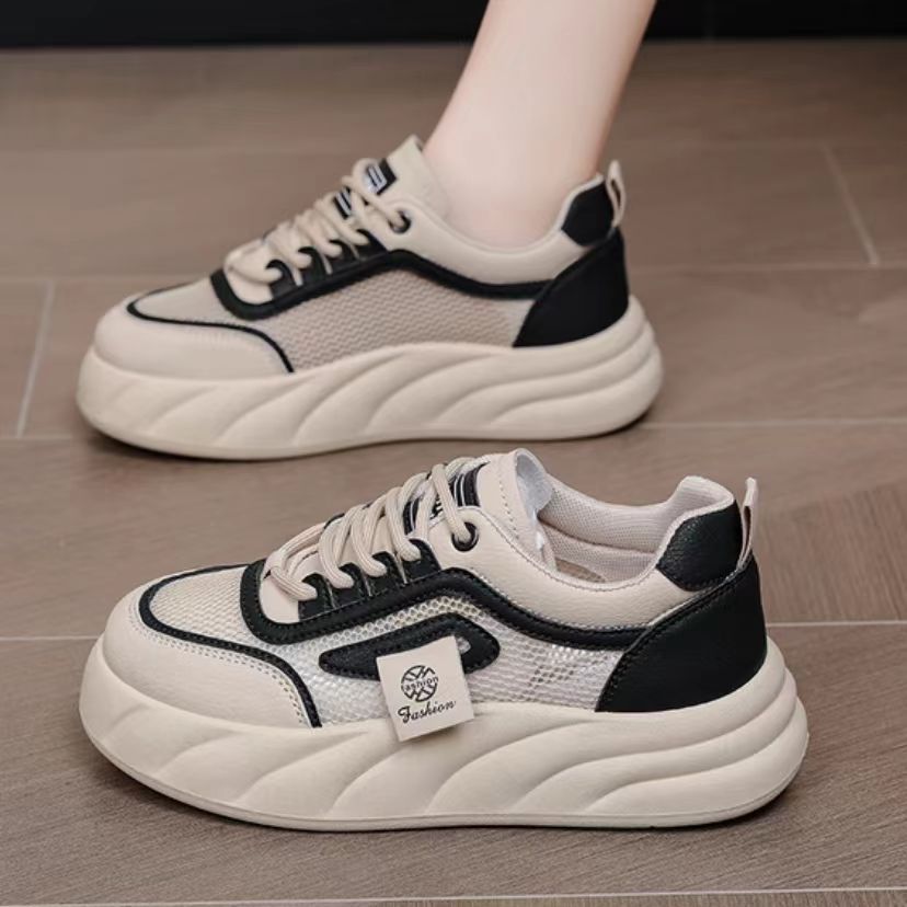 Damen Komfortable und trendige Sneakers mit atmungsaktivem Mesh und dicker Sohle EB